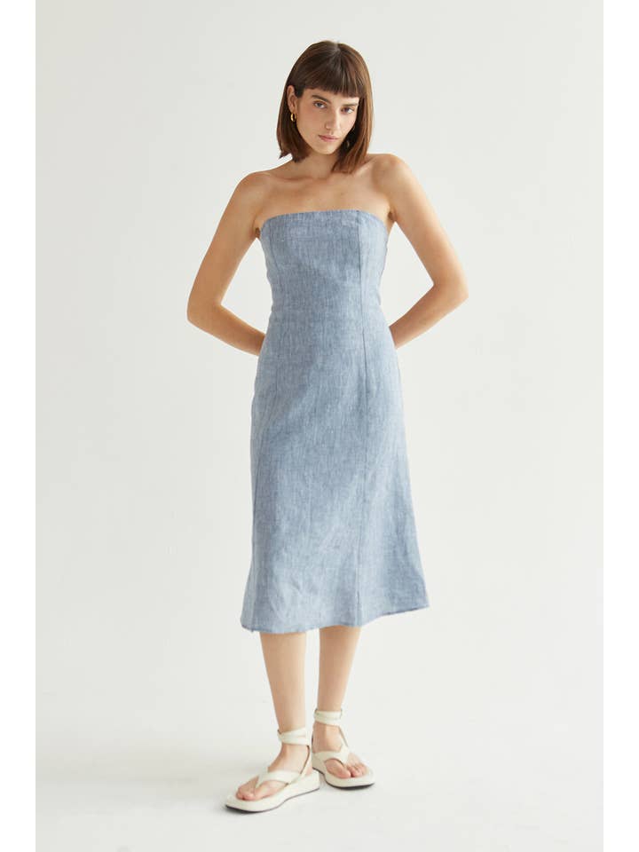 Crescent - Wholesale Dress - Women's - CD9204 - Sofia Linen Midi Dress