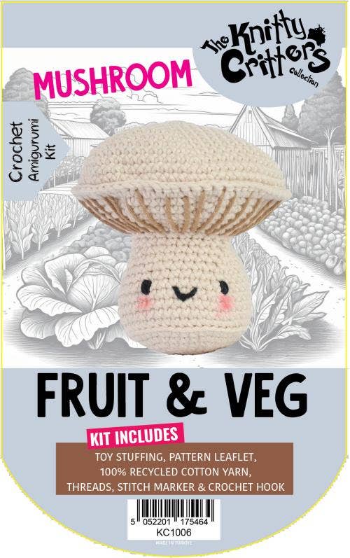 Creative World of Crafts - Wholesale Knitting/Crochet Supplies - Knitty Critters - Pouch Pals - Fruit & Veg - Mushroom0