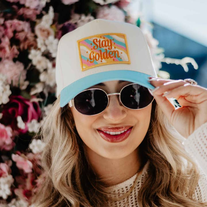 Stay Golden Patch Two-Toned Fitted Hat for wholesale by Katydid