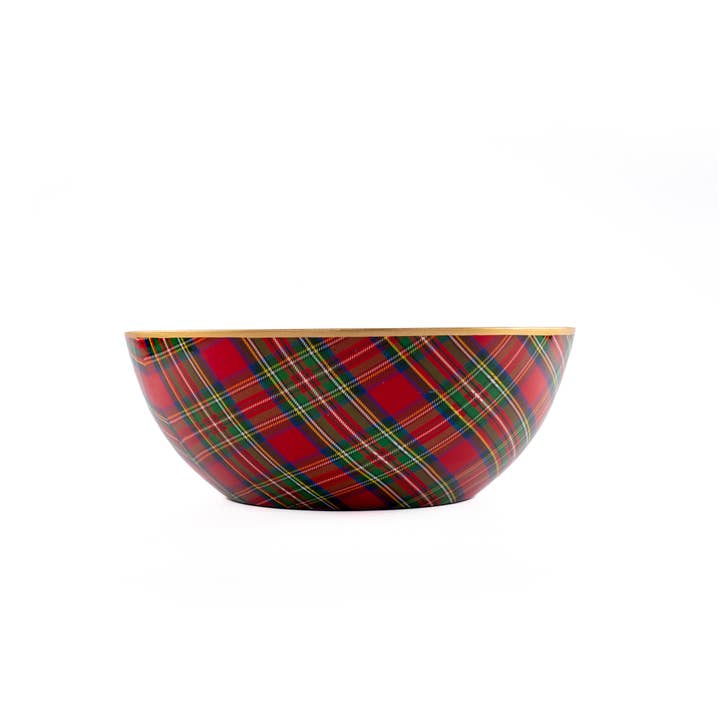 Multi Color Royal Tartan Enameled Bowl - Large for wholesale on Faire