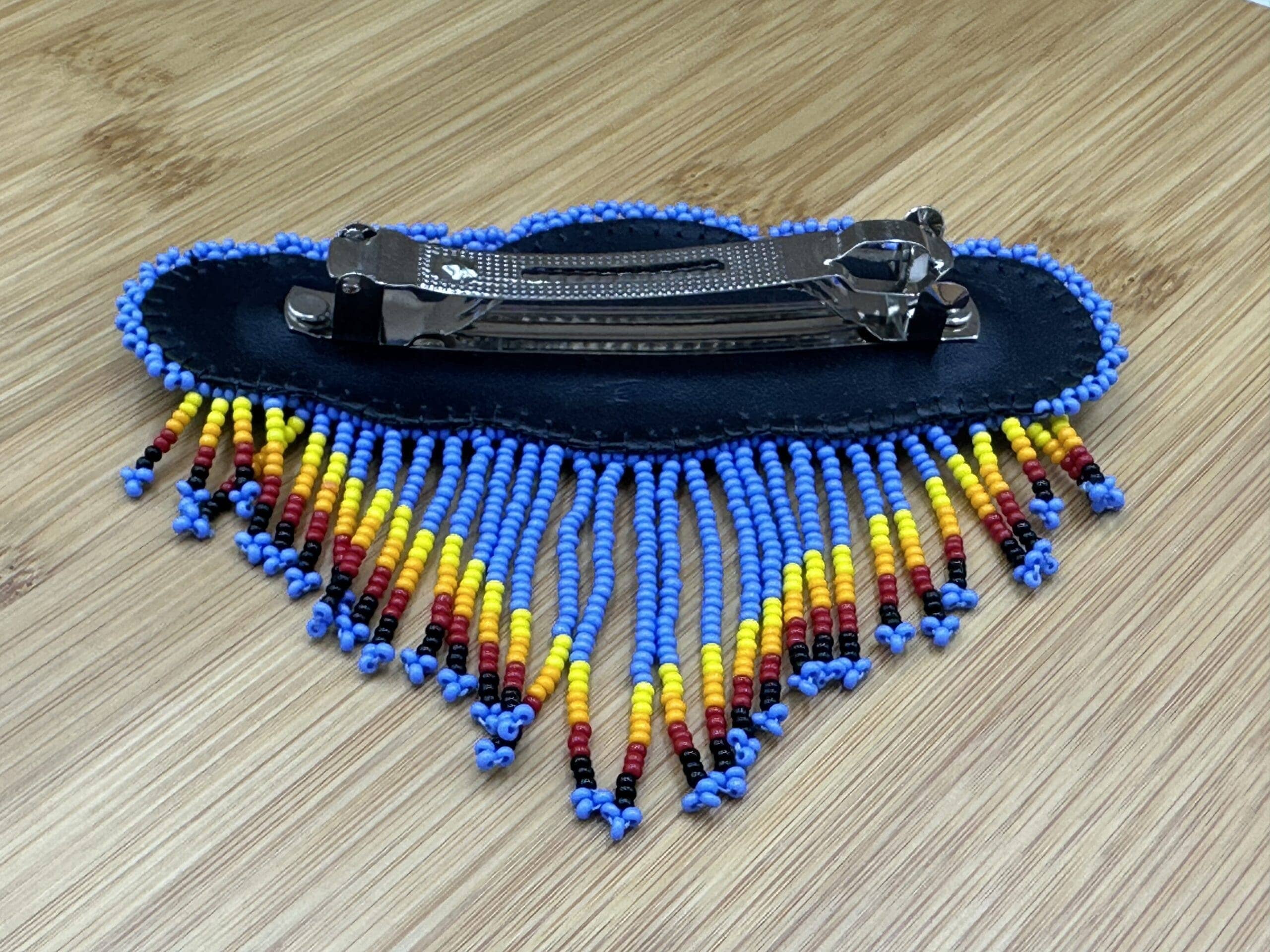 BEADS CORNER – wholesale Barrette – Women’s – Handmade beaded Lavender, Black Native style fringe French barrette2