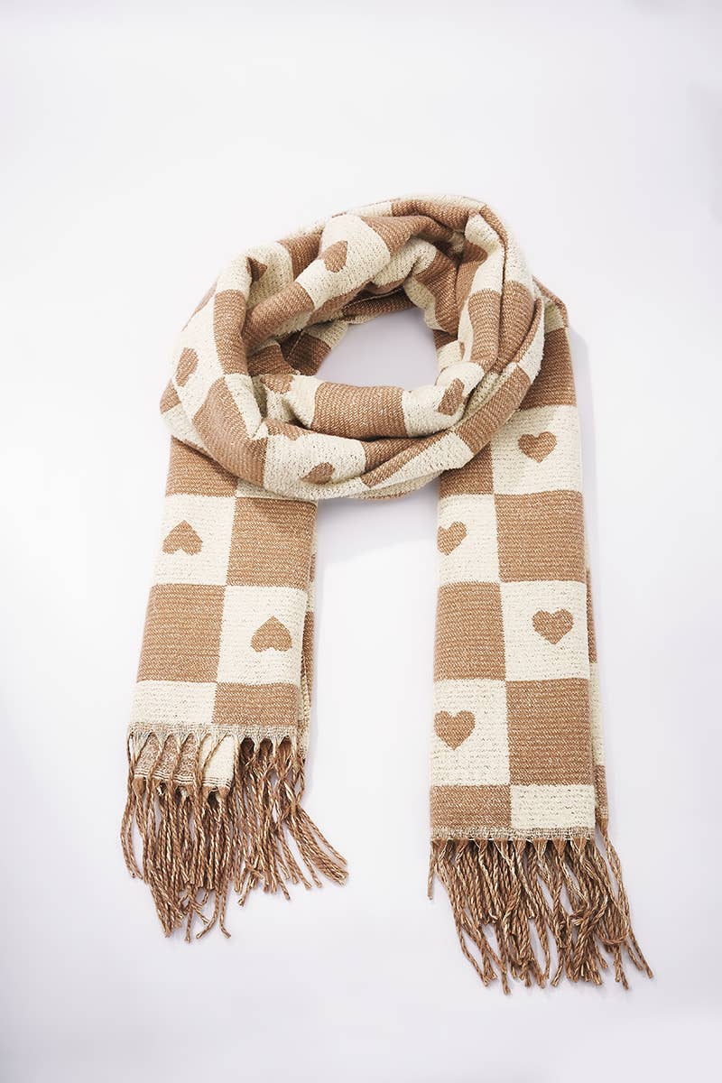 BYREN | ÉLINE L'ATELIER – wholesale Halsduk - Dam – Ullhalsduk med rutmönster och hjärta FL207DF1