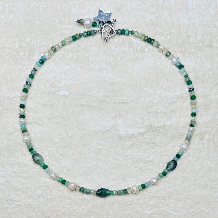 Emerald Pearl Necklace for wholesale by Clarke Palmer