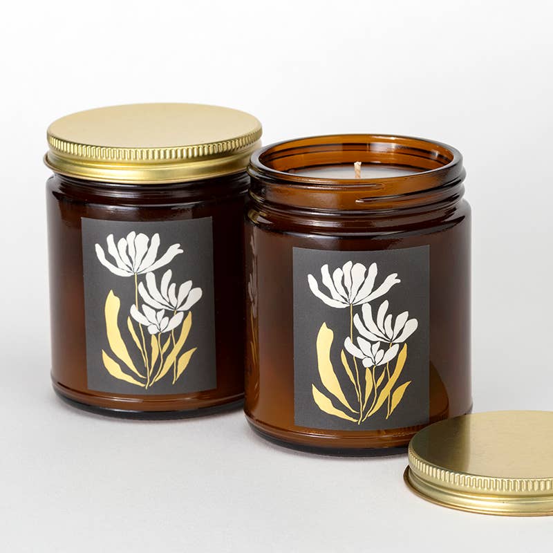Prosperity Candle - Wholesale Jar/Filled Candle - Gilded Botanical Candle - Amber + Lavender - Handmade2
