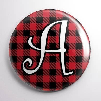 Bouton d'insigne interchangeable Plaid Buffalo rouge pour la vente par Exchangeables Badge Reels