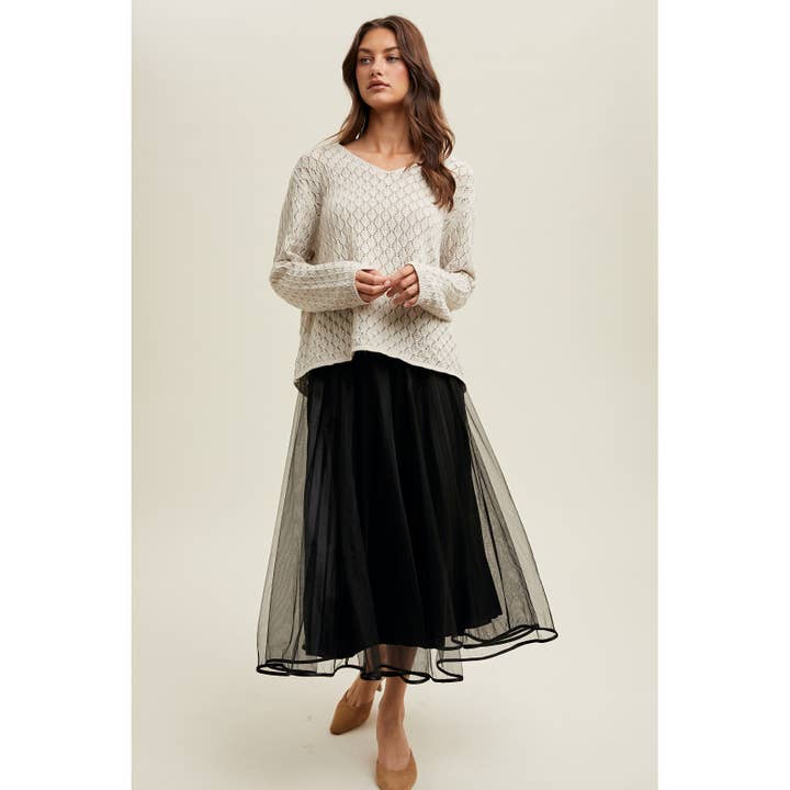 NATURAL CROCHET LIGHTWEIGHT SWEATER / WL24-9902 for wholesale on Faire