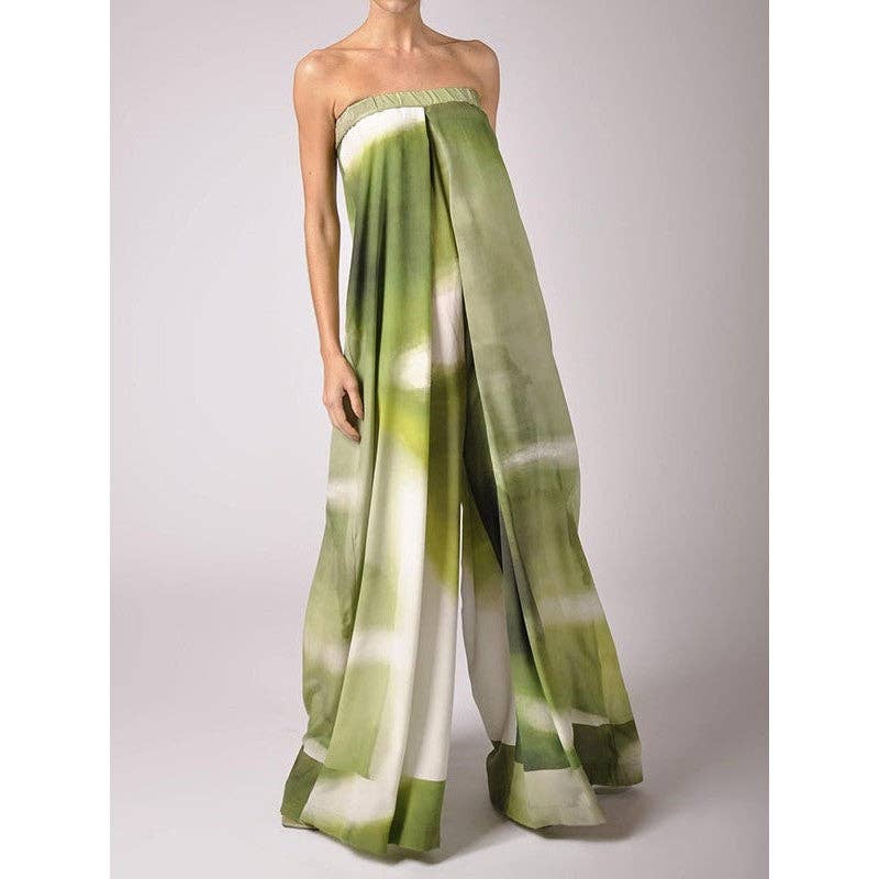 GREEN Bandeau Tie Dye Elasticity Wide Leg Jumpsuits for wholesale on Faire0