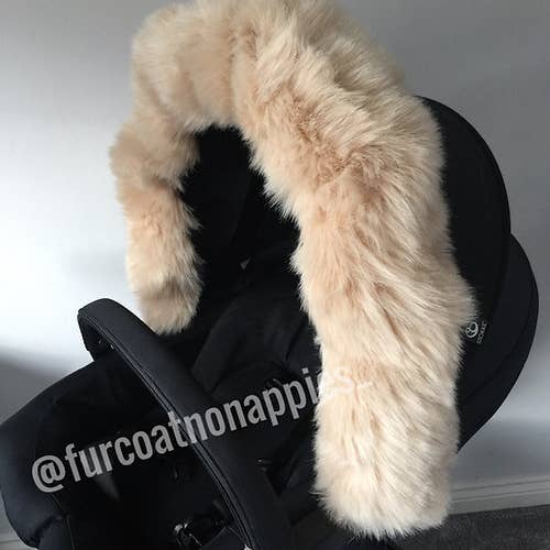 Universal Soft Beige Extra Fluffy pram Hood Fur for wholesale by Fur coat no nappies U.K. ltd