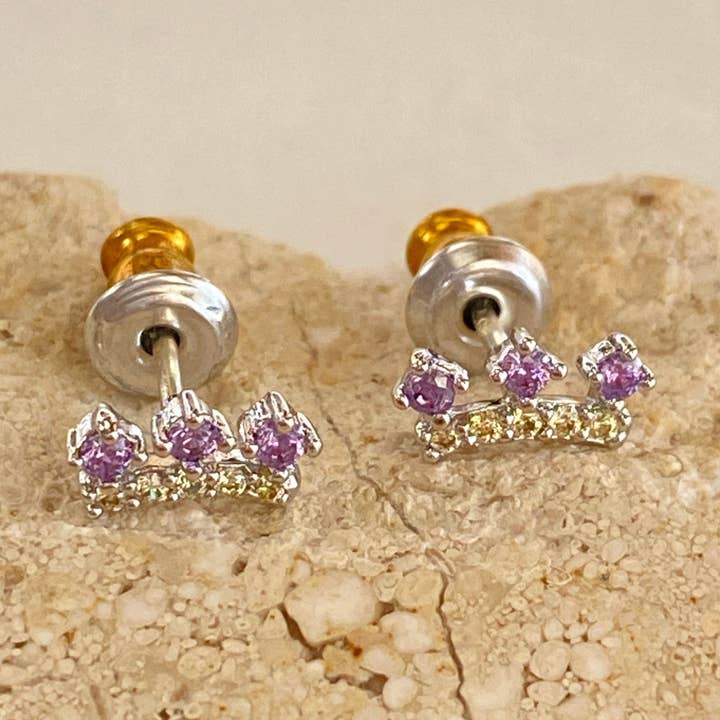 Little Crown Stud Earrings for wholesale by Silla