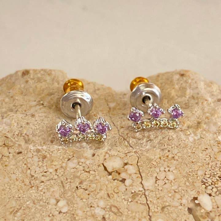 Little Crown Stud Earrings for wholesale by Silla