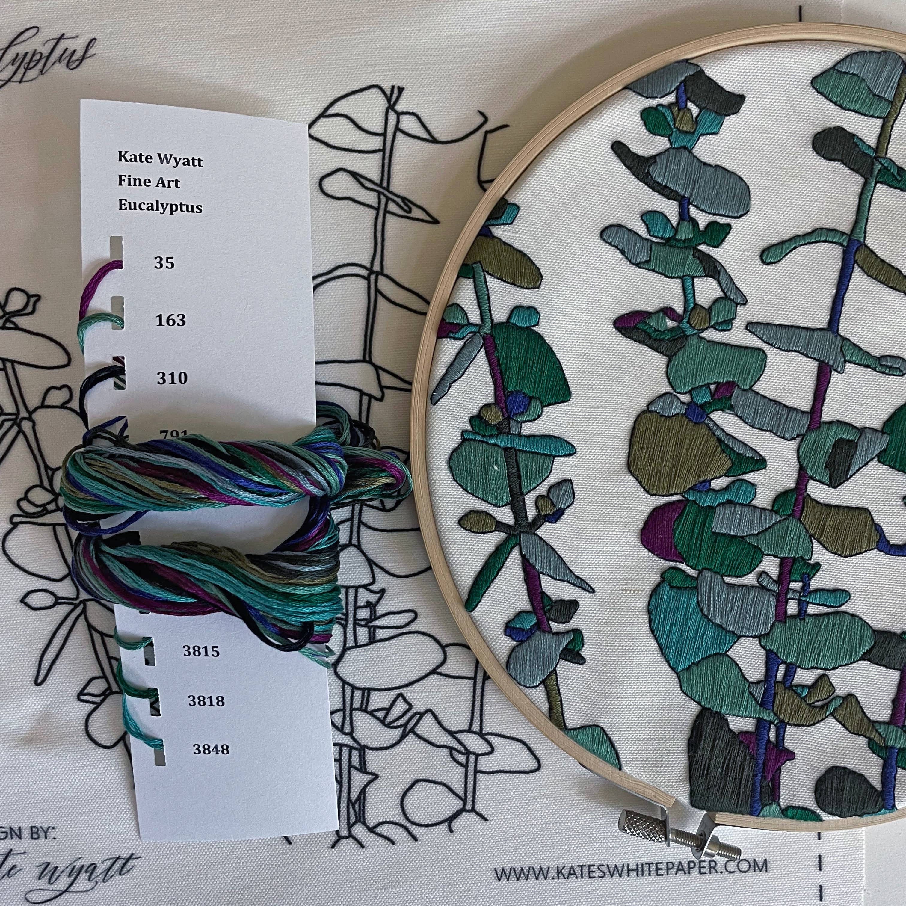 Kate Wyatt Fine Art – wholesale DIY craft kit – DIY Embroidery Kit - Eucalyptus (8")5