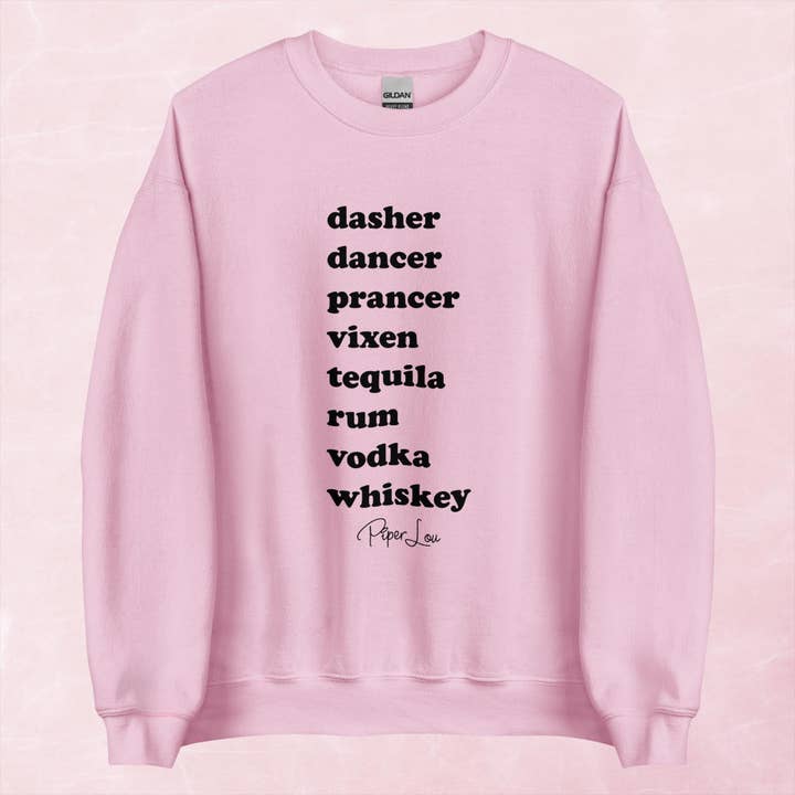 Piper Lou Collection - Wholesale Graphic Sweatshirt - Women's - Dasher Dancer Prancer Vixen Drinks Graphic Crewneck Sweatshirt10