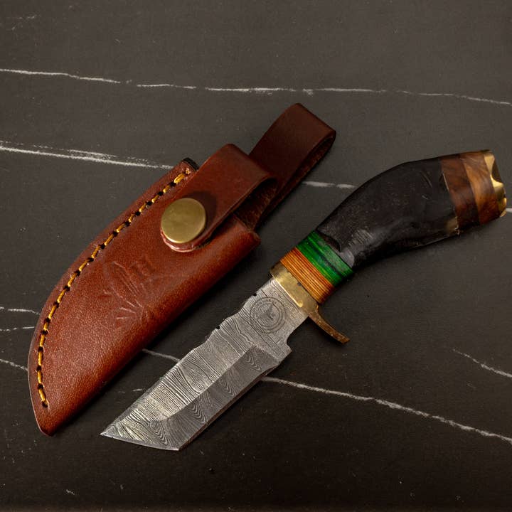 HomeTown Knives. - Wholesale Pocket Knife/Holder - HTK36 - T3R - Mini Tanto Bowie0