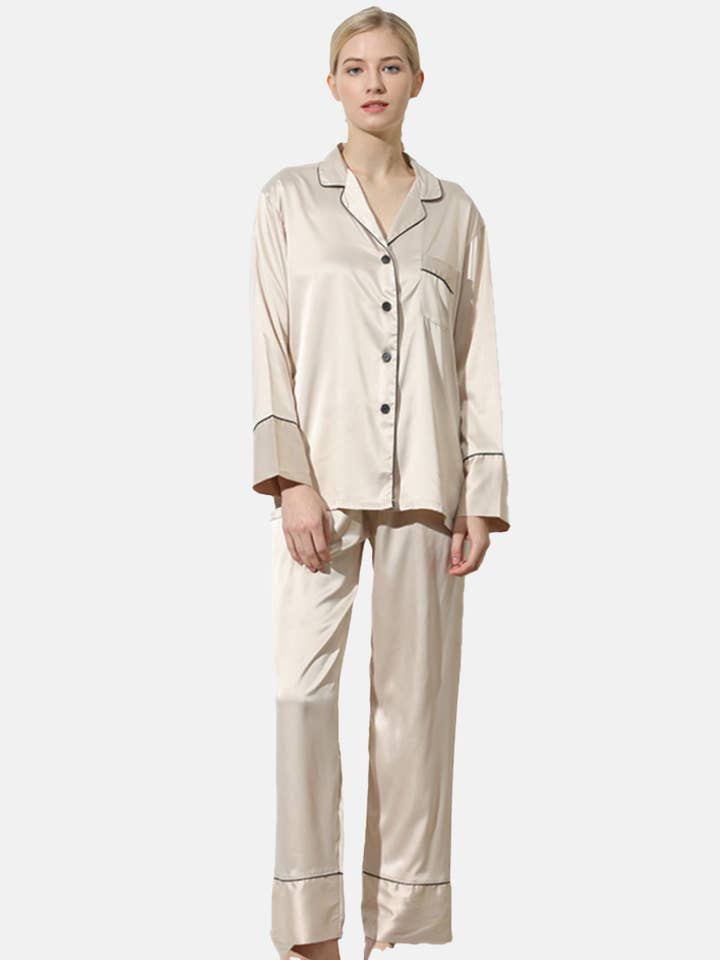 Long Satin Pyjamas for wholesale by Ashley Rose