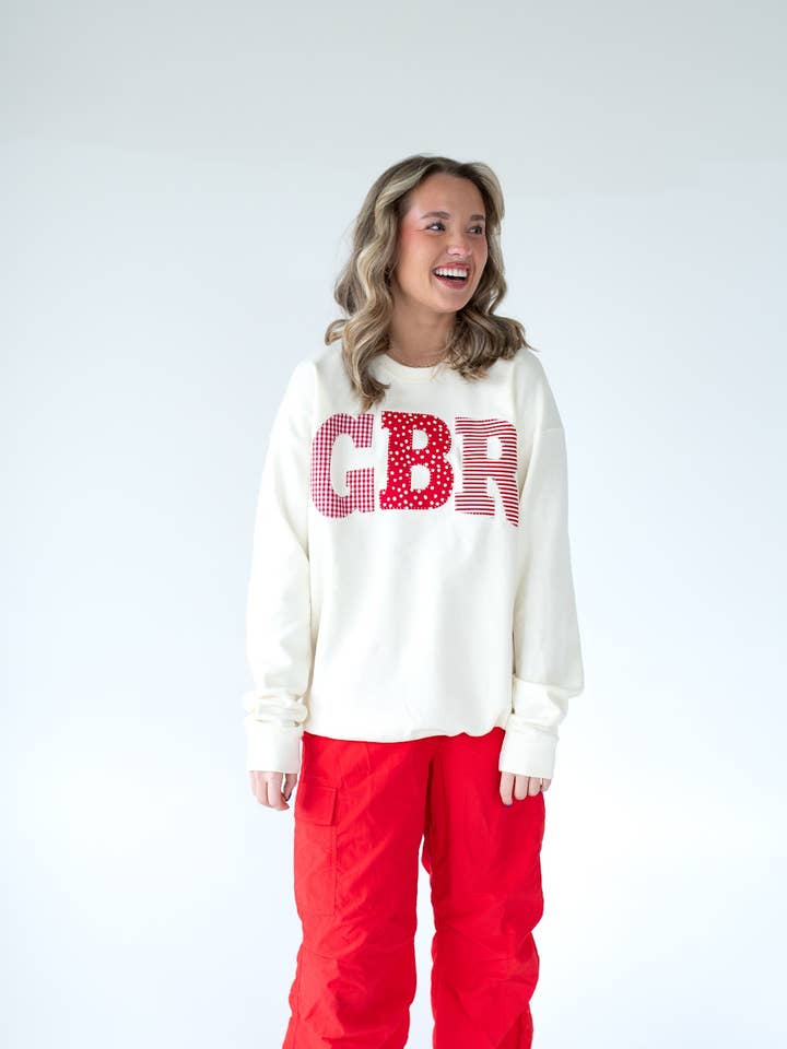 PATCHWORK GBR - IVORY CW CREW *CUSTOMIZABLE* for wholesale by h.flynn