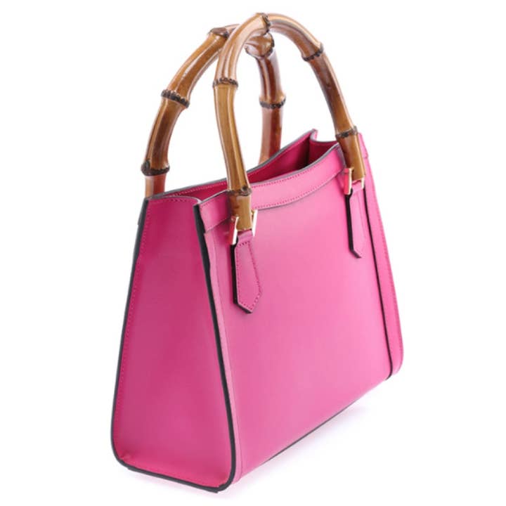 MODARNO - Wholesale Handtas met handvat - Dames - Modarno Lederen tas met handvat van bamboe, Mad handtas
