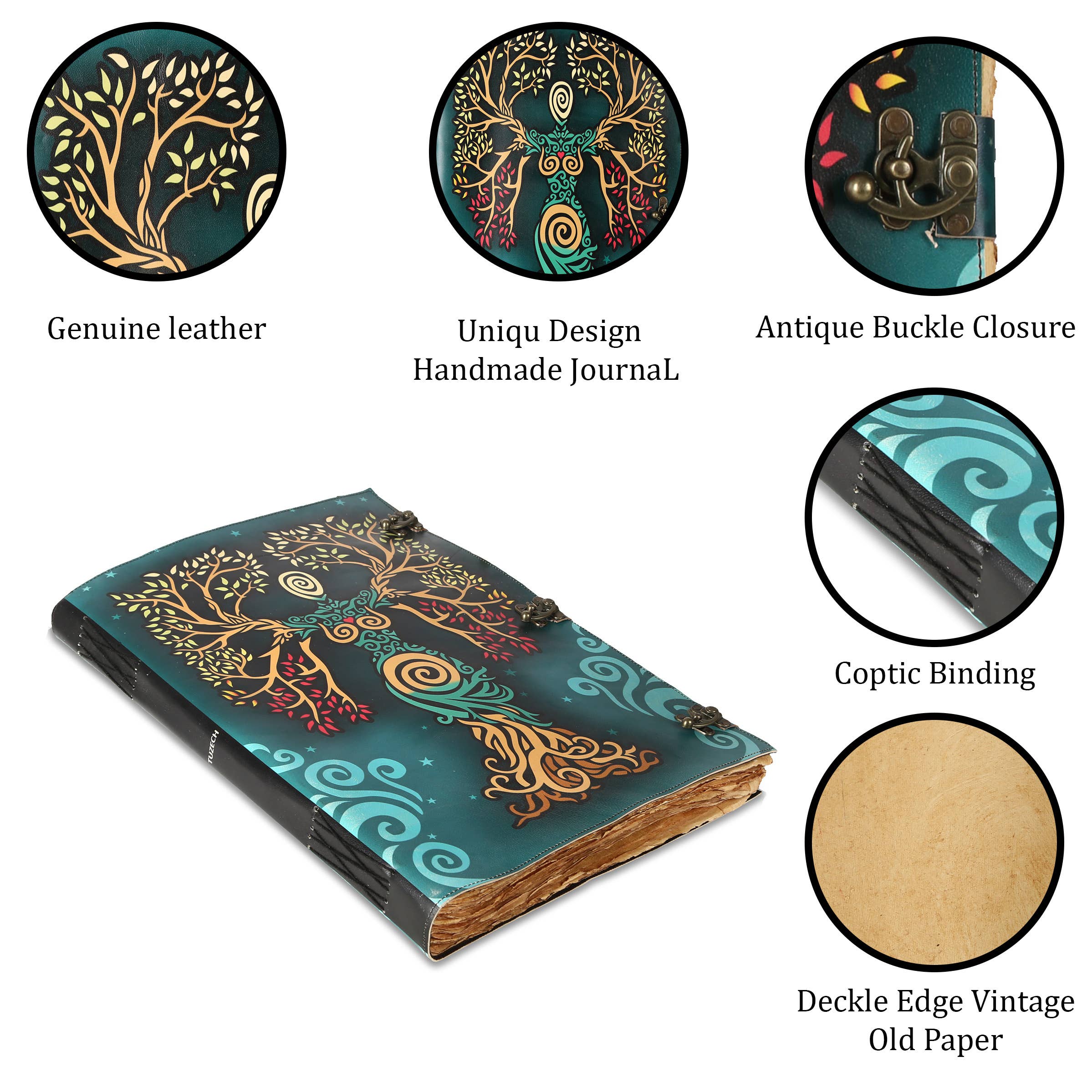 Tuzech Leather - Wholesale Journal/Diary - Book of Spell LeatherBound Huge Journal Grimoire Print Diary20
