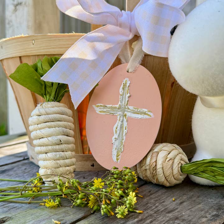 Geaux Magnolia - Wholesale Ornament - Cross Easter Basket Tag Ornament Spring Religious Decor9