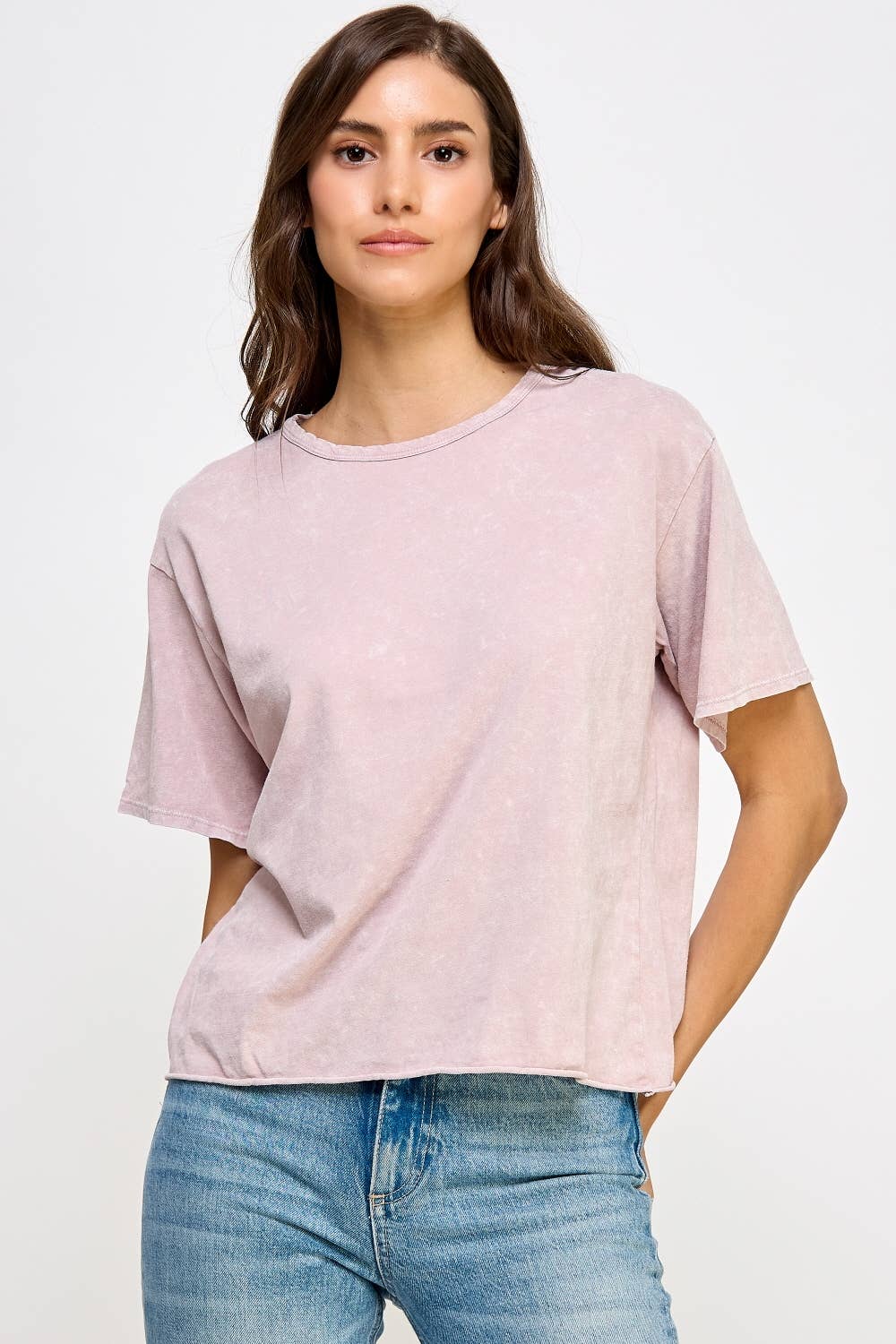 Honestee - Wholesale T-Shirt (Graphic) - Women's - Blank Mineral Washed Long Cropped T-Shirt8
