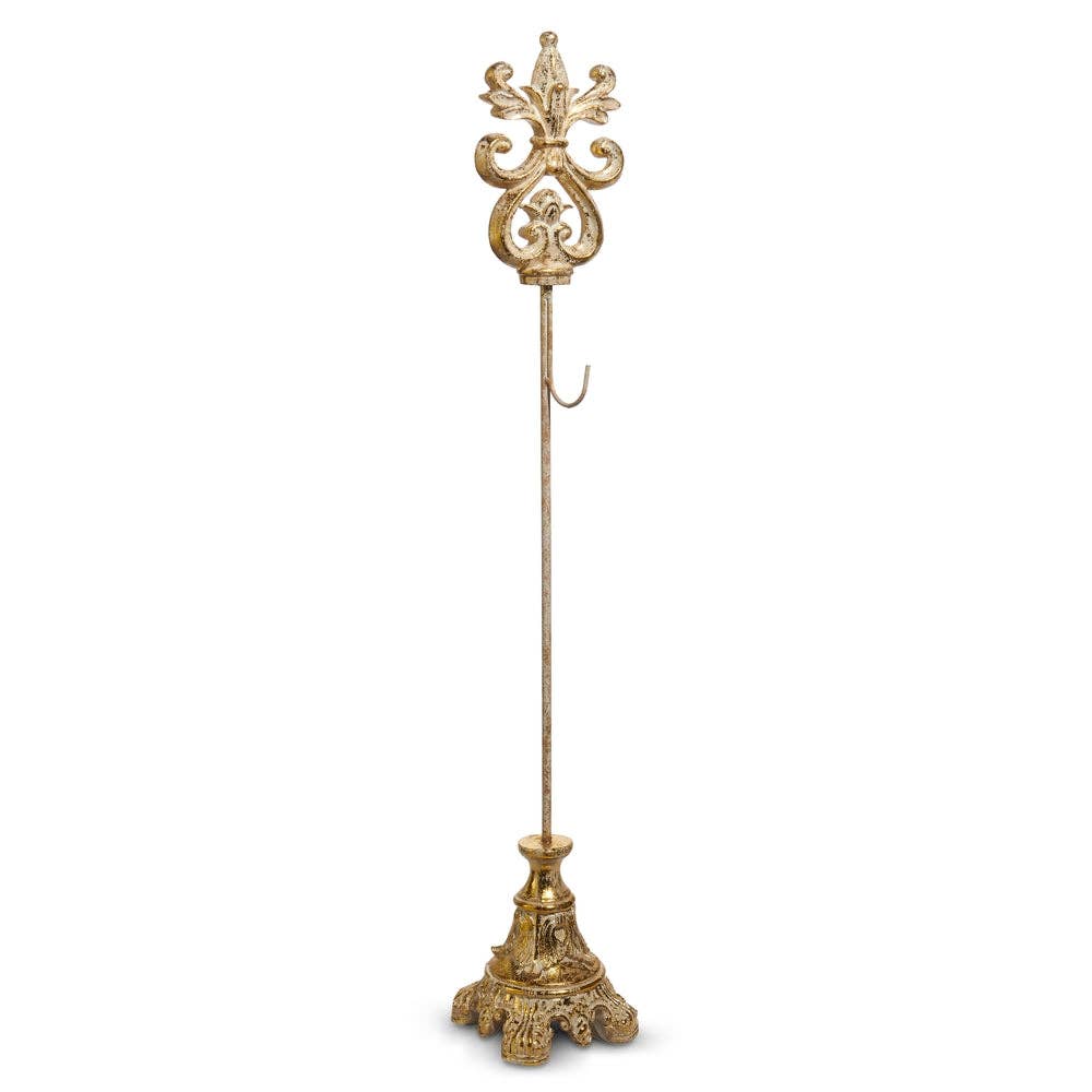 Dunn Deals – wholesale Christmas decoration – Royal Court Collection - 32.5" Gold Acanthus Wreath Stand0