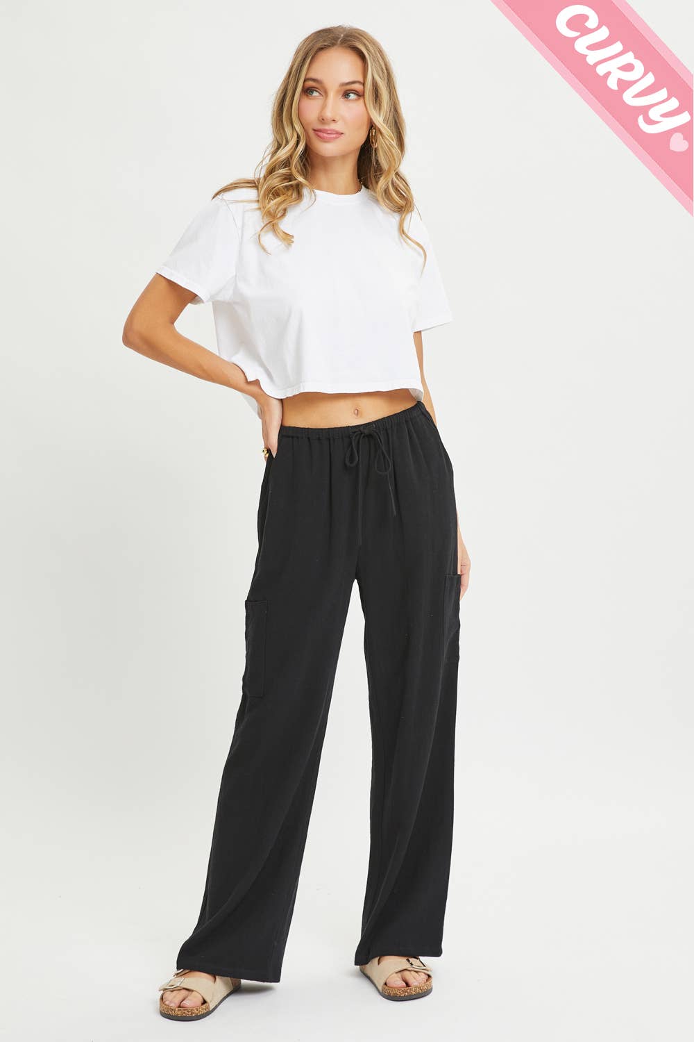 Sweet Lovely by Jen - Wholesale Pants - Women's - PLUS SIZE LINEN- BLEND PULL-ON-PANTS26