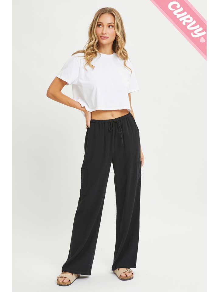 Sweet Lovely by Jen - Wholesale Pants - Women's - PLUS SIZE LINEN- BLEND PULL-ON-PANTS26