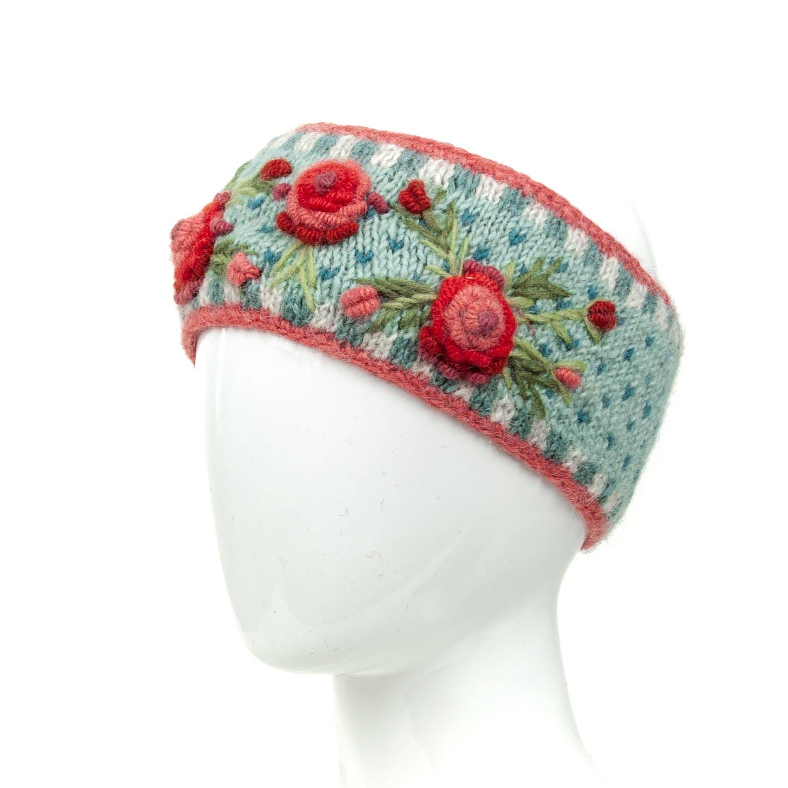 Lost Horizons Knitwear – Ships from USA - Wholesale Fashion Headband - Women's - Aubrey Headband - Hand Knit Wool Floral Embroidery1