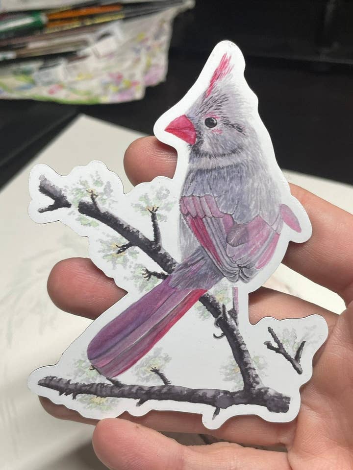 Cardinal (Femelle) - Aimant pour la vente par Bird Art by KB