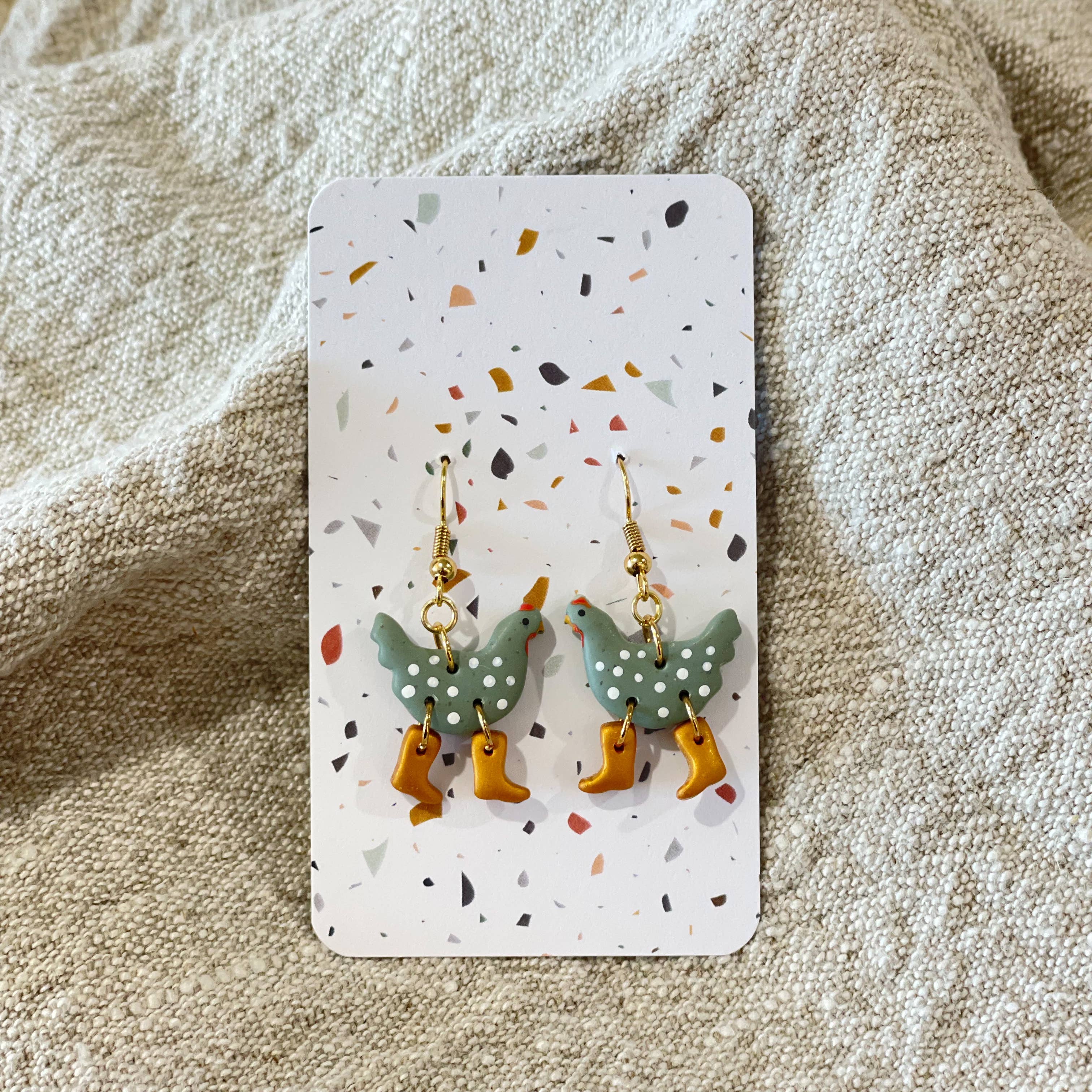 Sydni Carlson Art - Wholesale Dangle Earrings - Assorted Pack: Chickens with Boots Earrings8