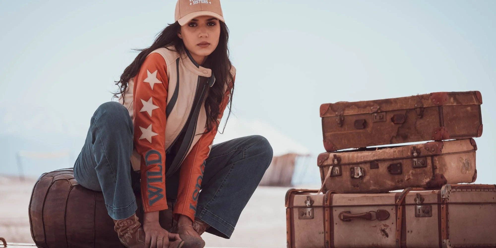 WILDUST - Wholesale Leather Jacket - Women's - STARS & STRIPES JACKET - BRICK8