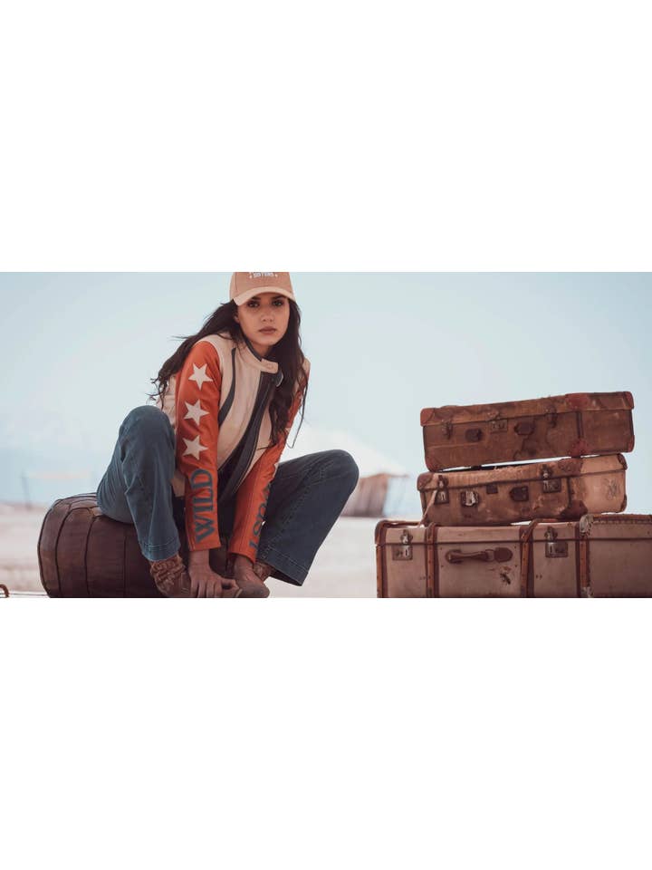 WILDUST - Wholesale Leather Jacket - Women's - STARS & STRIPES JACKET - BRICK8