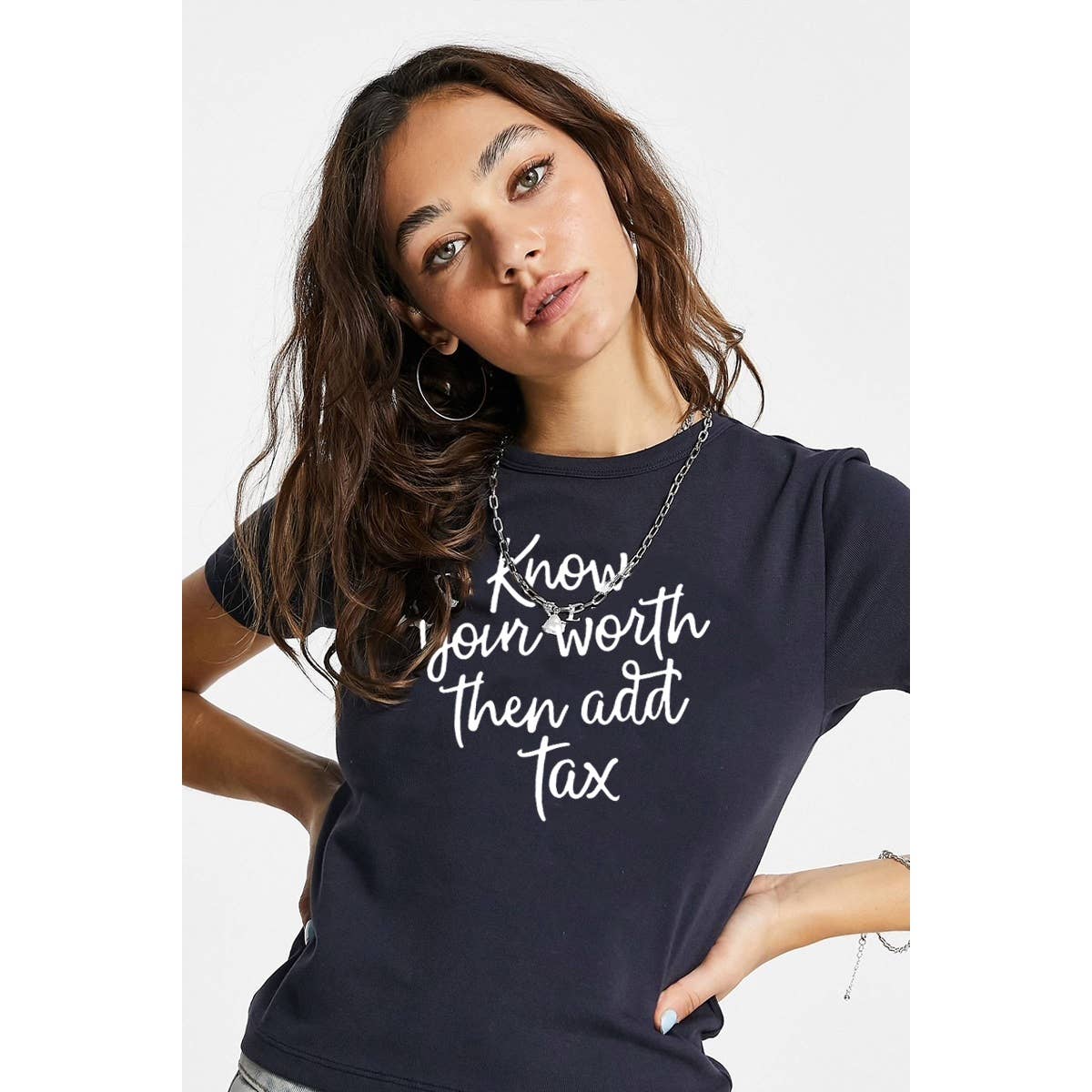 nobarand – wholesale T-shirts med screentryck – Dam – VET DU VÄRT GRAFISK T-shirt för kvinnor0