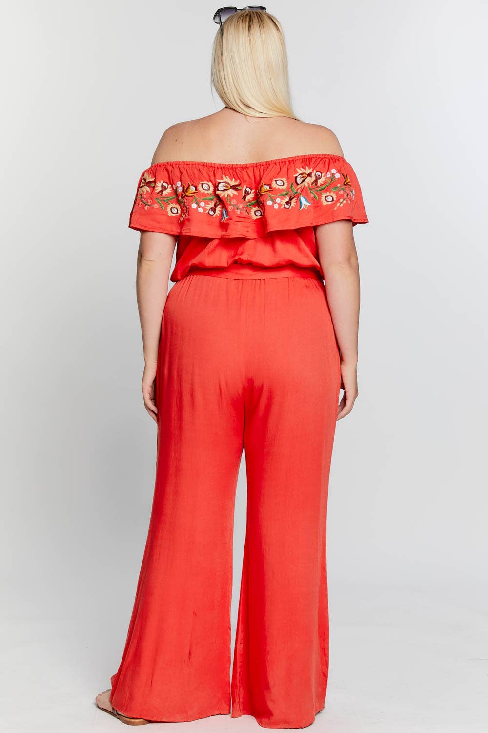 Davi & Dani - Wholesale Jumpsuit - Women's - PLUS SIZE FLORAL EMBROIDERED OFF SHOULDER JUMPSUIT3