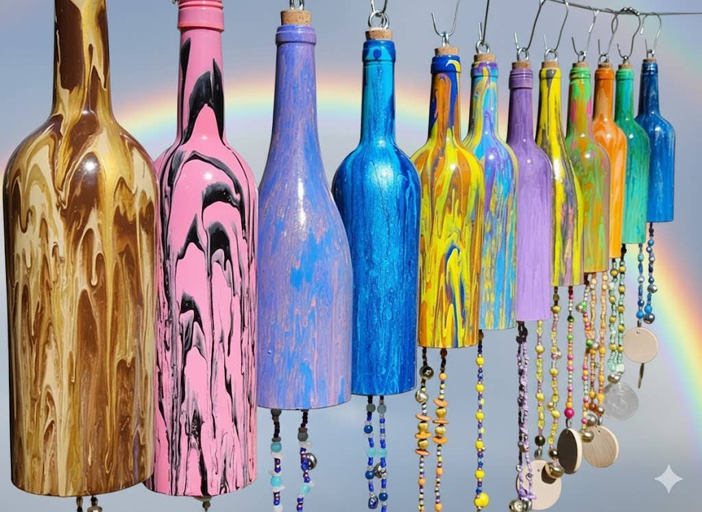 Multicolore Carillons éoliens assortis peints à la main en vente sur Faire4
