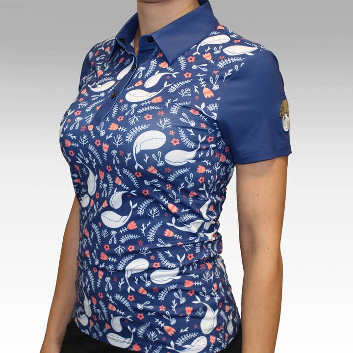 The Whale Women's polo for wholesale by Chippopotamus Inc