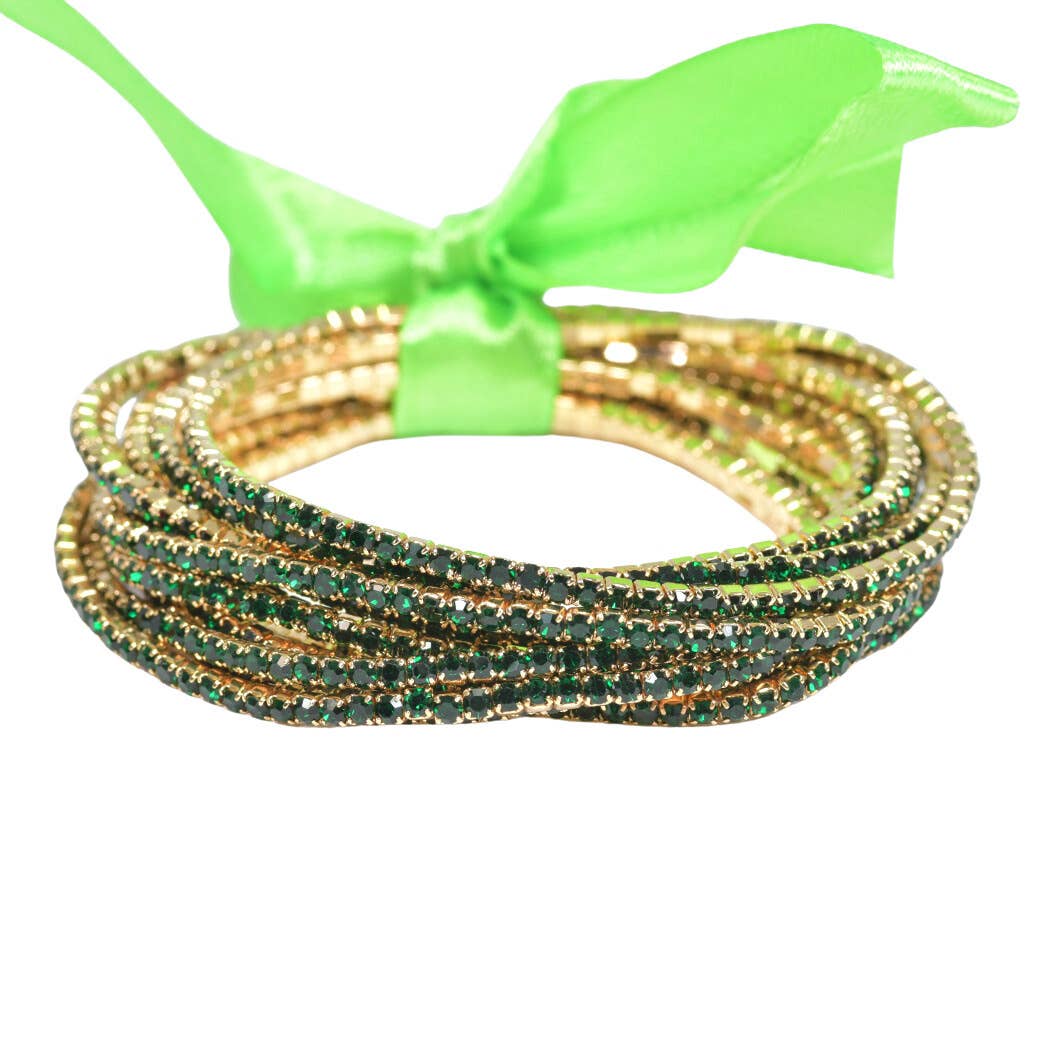 SOPHIA WHOLESALE - Vente Bracelet jonc - Set de 12 bracelets extensibles en cristal strass de 2 mm2