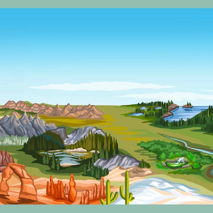 American Panorama Sticker for wholesale by Sun Earth Moon