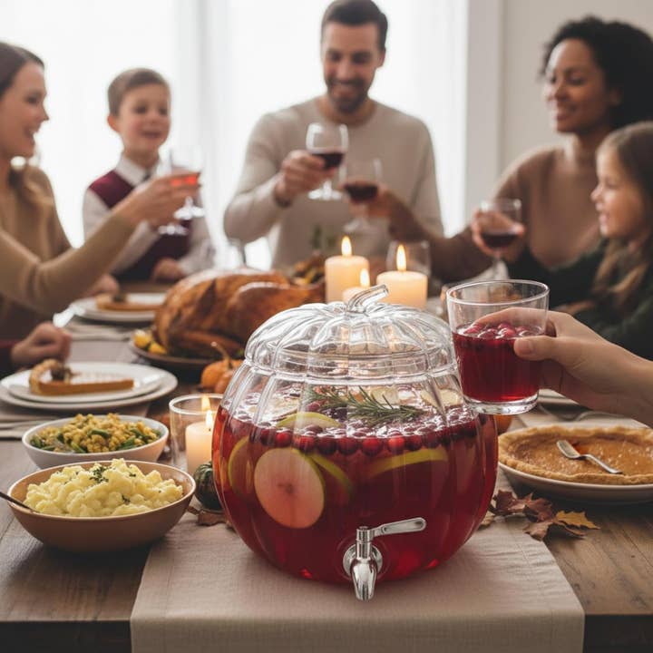 The Wine Savant / Khen Glassware - Wholesale Drink Dispenser - Glass Pumpkin Drink Dispenser 2 Gallon6