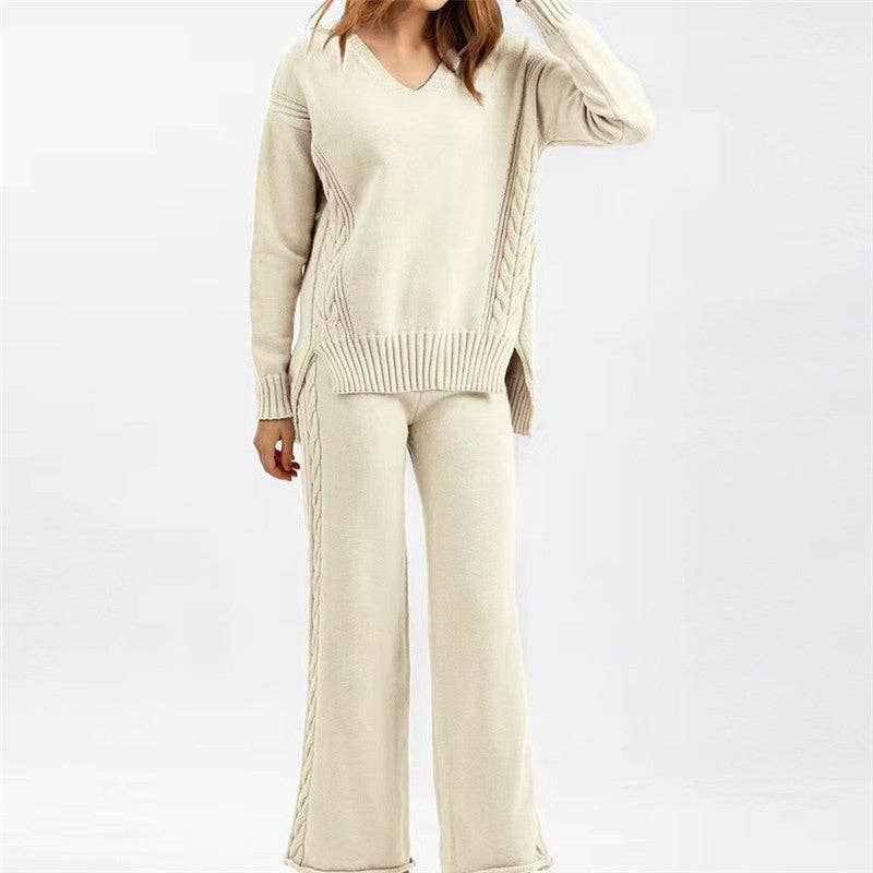 UZ Wholesale Store - Vente Ensemble de vêtements d'intérieur – femme - Ensemble pull en maille lâche et pantalon large9