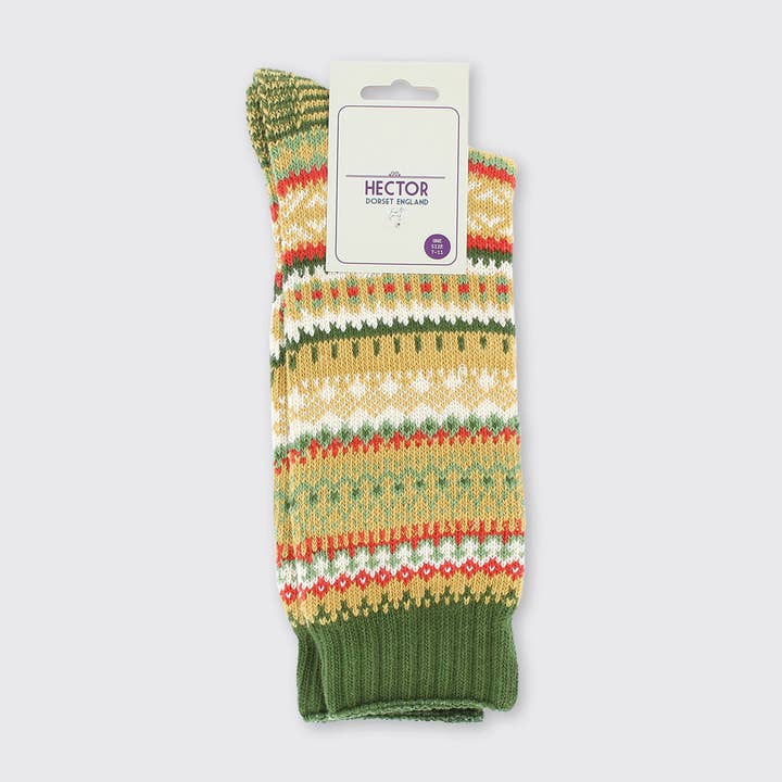 Forever England / Millie Mae – wholesale Socks – Men's – Men's Fairisle Socks Green1