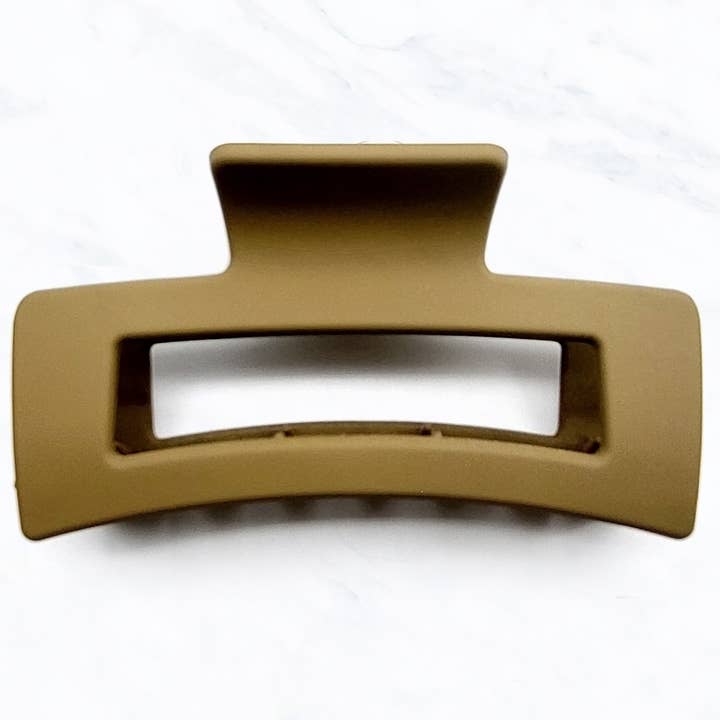 Suzie Q USA - Wholesale Hair Clip - Women's - Open Curved Rectangle Matte Hair Clip Claw2