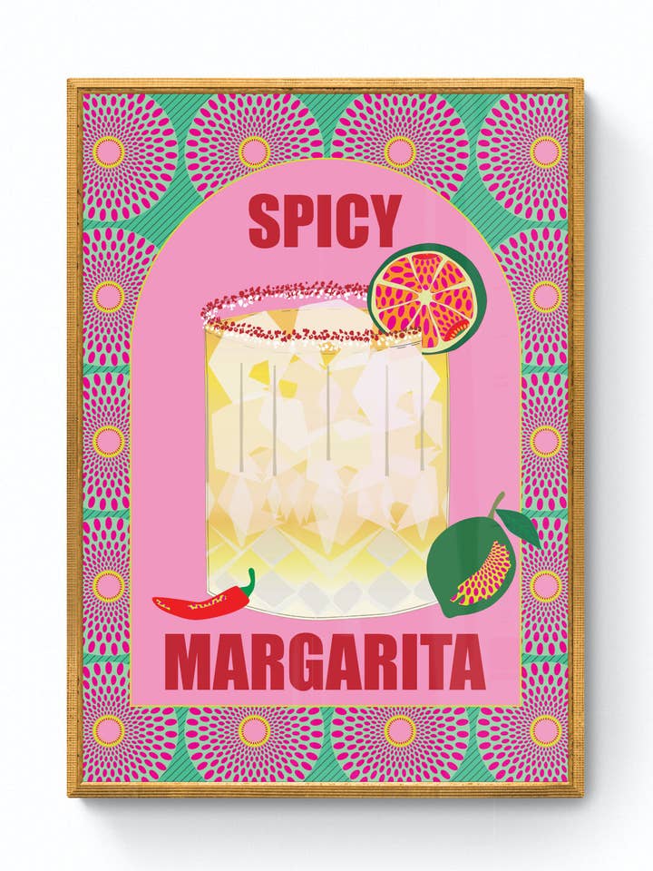 Spicy Margarita Cocktail Wall Art Print for wholesale by Ijan Tola