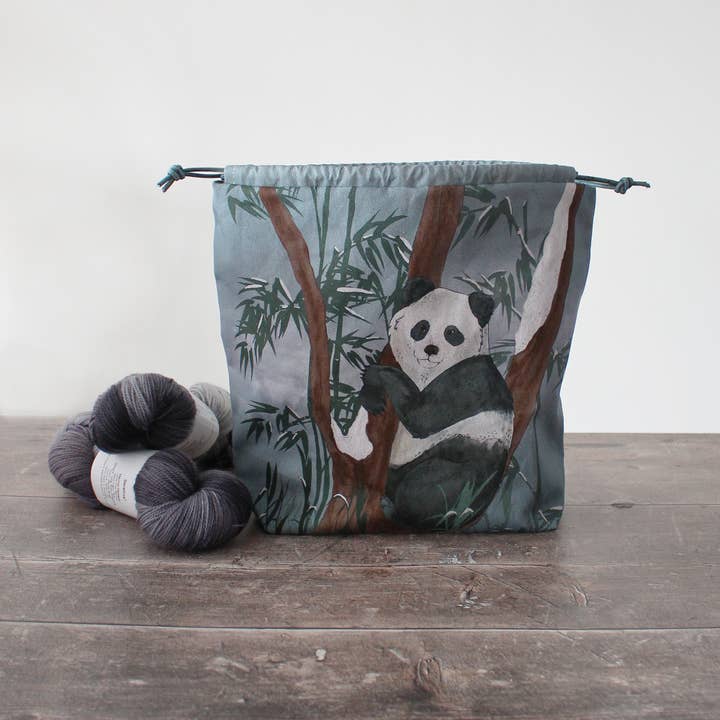 The Blue Rabbit House - Wholesale Drawstring Bag - Unisex - Paula the Panda | Project Bag | Drawstring Bag