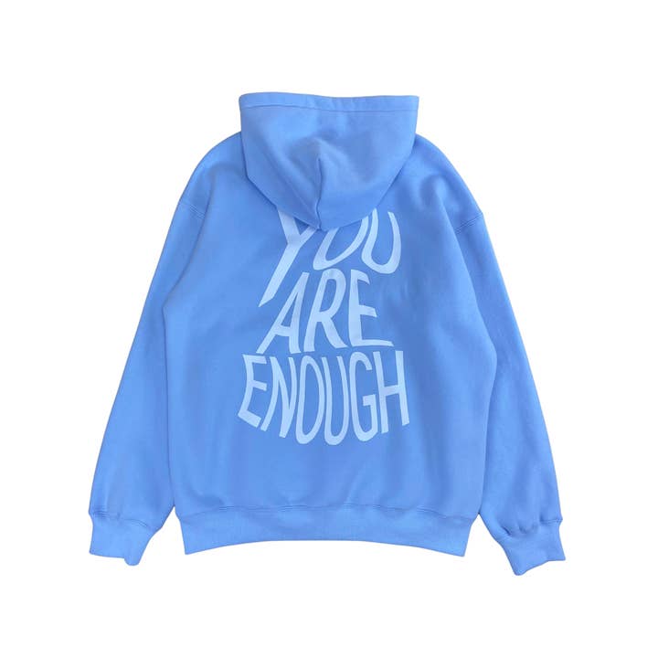 ‘You Are Enough’ Blue Hoodie for wholesale by Wild Lotus