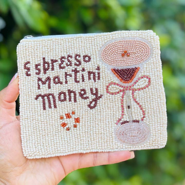Espresso Martini Money Beaded Pouch for wholesale by Twine and Love