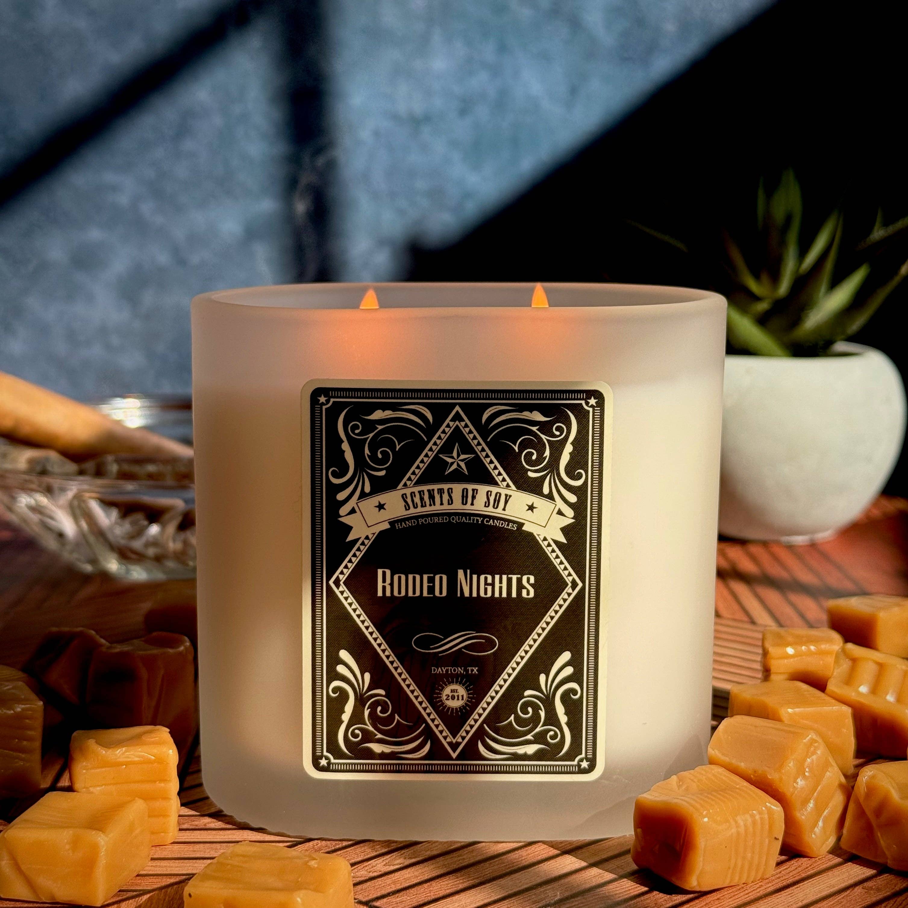 Scents Of Soy Candle Company - Wholesale Jar/Filled Candle - Rodeo Nights Frosted Oval Glass Soy Candle0