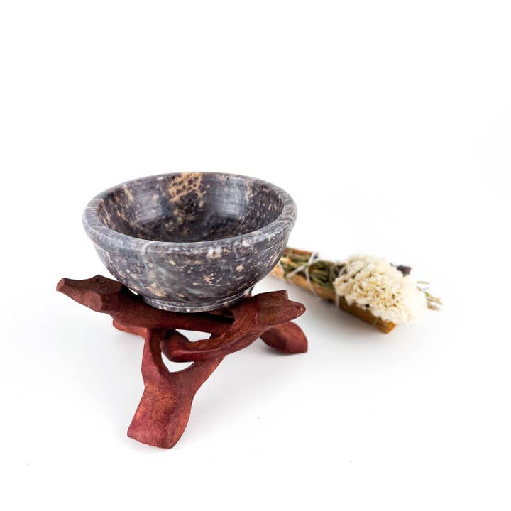 GREENROOTS USA LLC – wholesale Rökelsehållare – 4 ”Cobra Stand + 3" sten skål brännare set kol harts kottar9