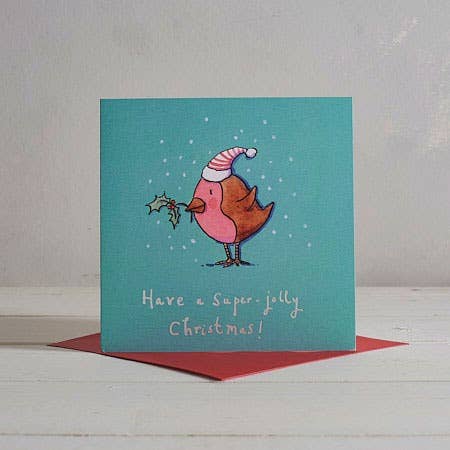 Little Robin Christmas Card for wholesale by Helen Wiseman Illustration