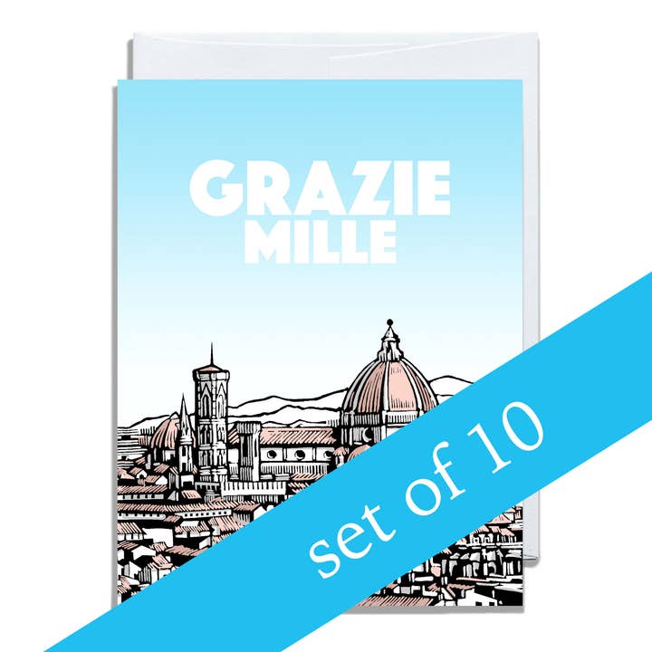 Grazie - Ensemble de dix cartes de remerciement pour la vente par Daniel Joseph Durkin Illustrations