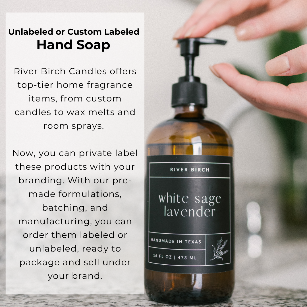 River Birch Candles - Wholesale Hand Soap/Wash - 16oz Amber Hand Soap Unlabeled for Private Label - Brandless1